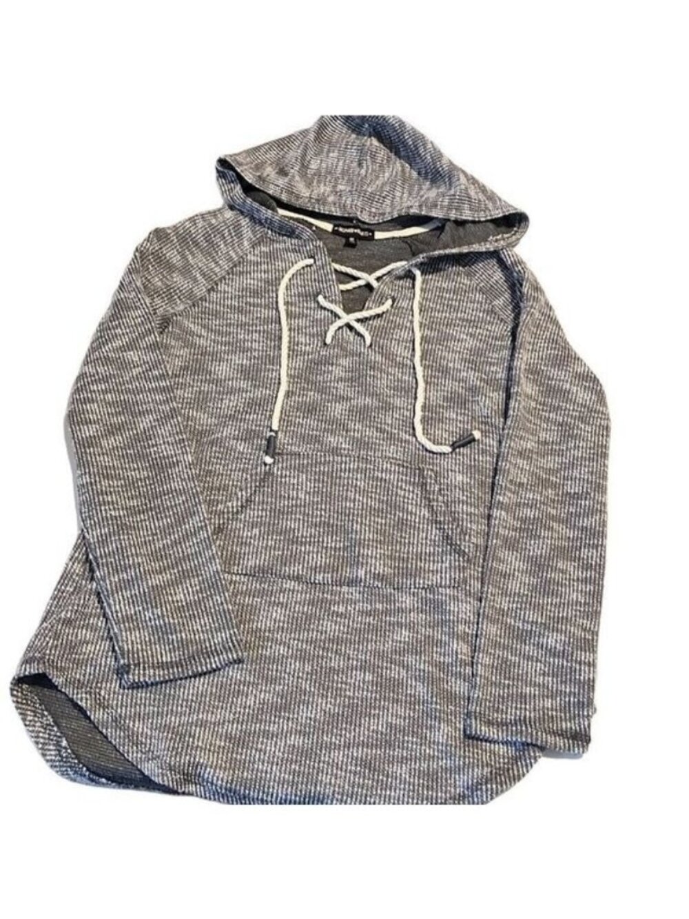 Inspired Heart Black and White Woven Front Pocket Hoodie Pullover Size M